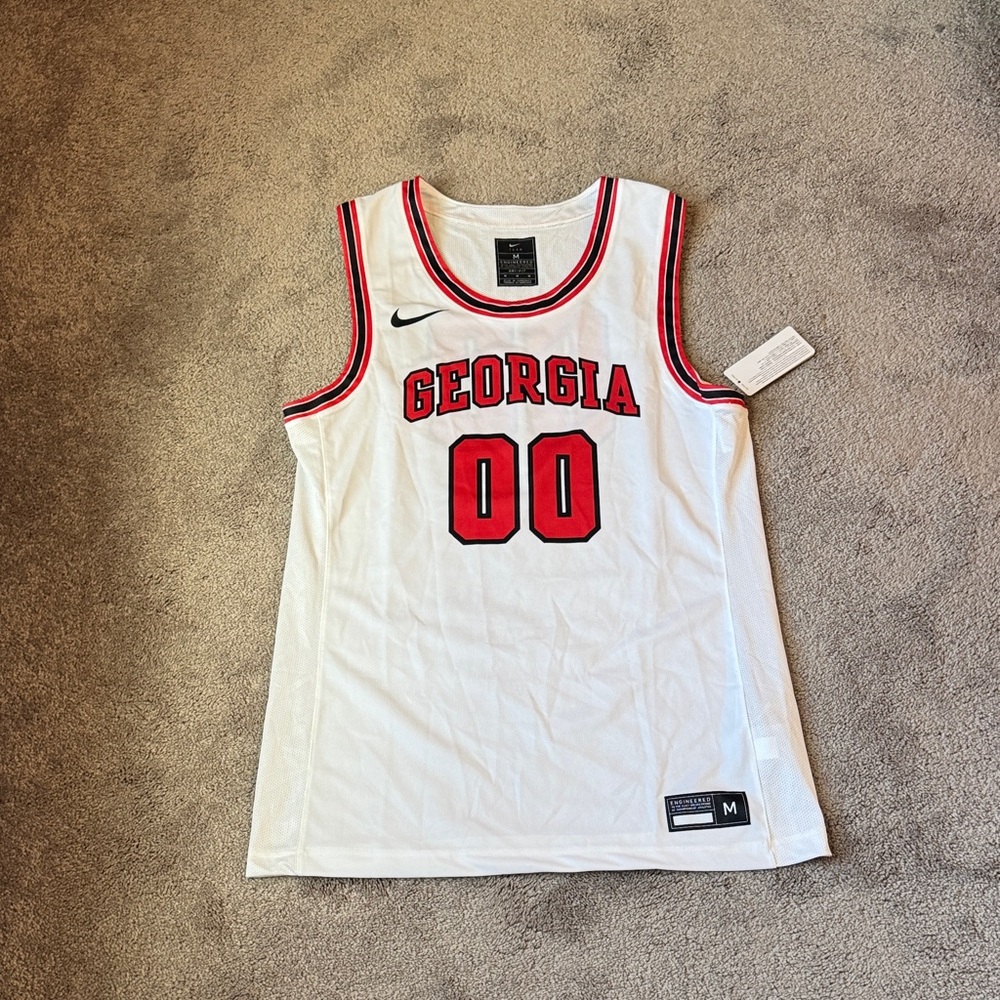 Nike University of Georgia White Red Basketball Jersey SIZE M
